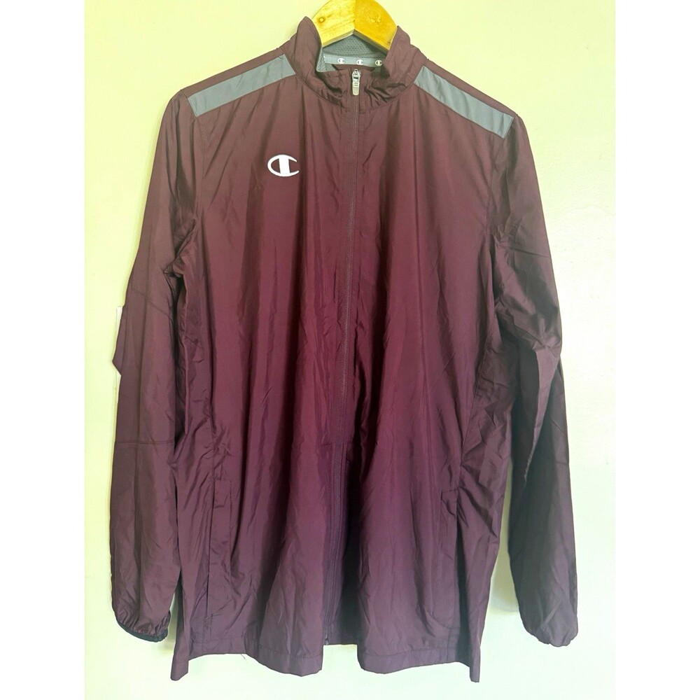 Champion Authentic Windbreaker Jacket Maroon Youth XL (Mens S/M) Track Full Zip